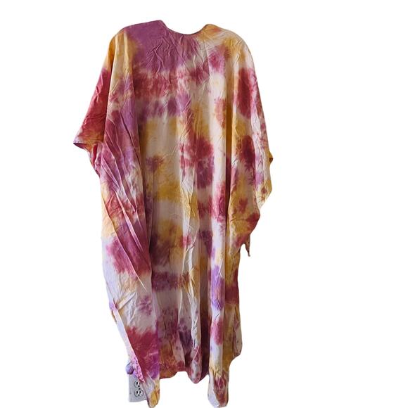 Torrid Pink Tie Dye Side Tie Open Front Long Ruana Kimono One Size NWT - Picture 4 of 8